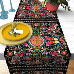Asiatischer usbekischer Tischläufer mit Blumenmuster