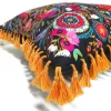 Asian Uzbek Floral Tassel Pillow Cover