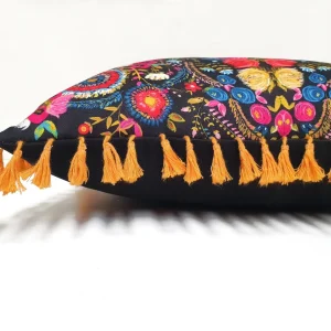 Asian Uzbek Floral Tassel Pillow Cover