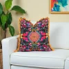 Asian Uzbek Floral Tassel Pillow Cover