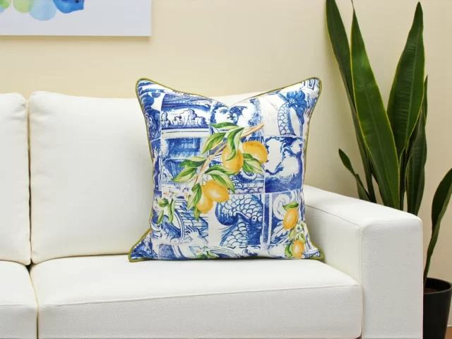 Baroque Ceramic Sicilian Lemons Pillow Cover