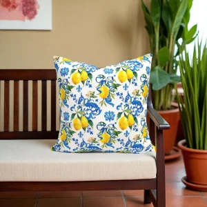 Baroque Damask Lemons Print Pillow Cover