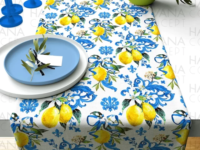 Baroque Lemons Print Table Runner
