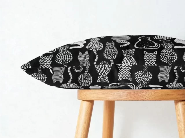 Black Pack of Cats Pillow Cover