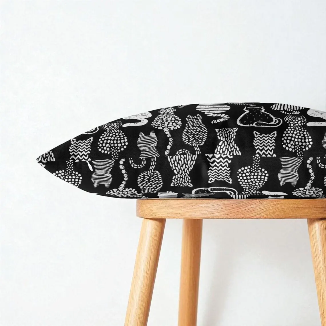 Black Pack of Cats Pillow Cover
