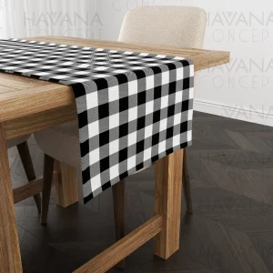 Black and White Gingham Table Runner