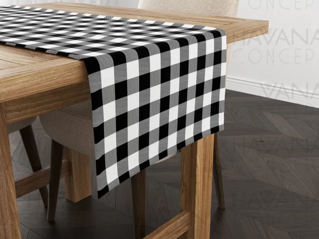Black and White Gingham Table Runner