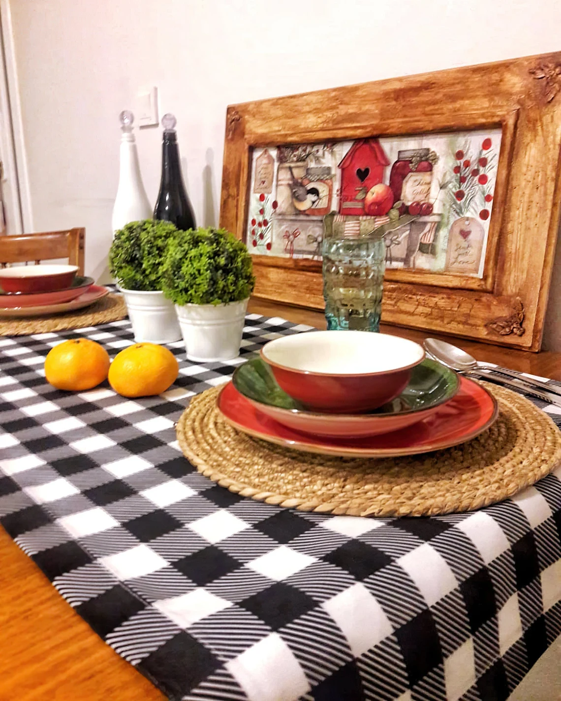 Black and White Gingham Table Runner