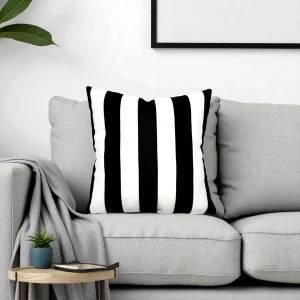 Black and White Medium Striped Pillow Cover