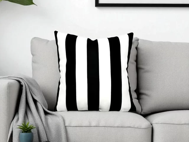 Black and White Medium Striped Pillow Cover