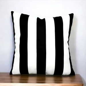 Black and White Medium Striped Pillow Cover