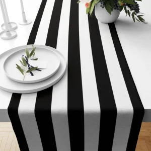 Black and White Striped Table Runner