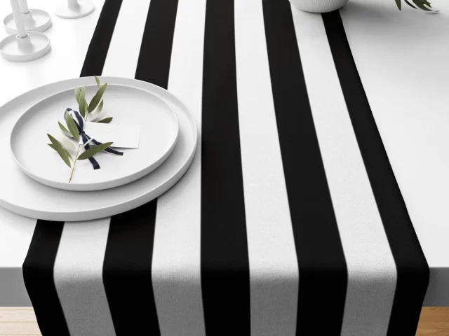 Black and White Striped Table Runner