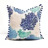 Blue Beige Coral Reef Pillow Cover