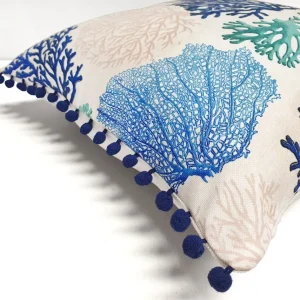 Blue Beige Coral Reef Pillow Cover