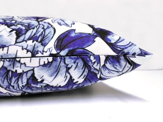 Blue Bird Flower Pillow Cover