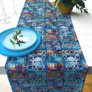 Runner da tavola Kilim blu bohémien