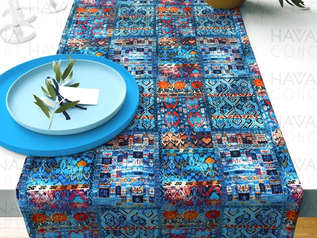 Blue Bohemian Kilim Table Runner