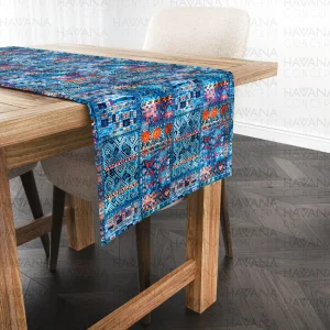 Runner da tavola Kilim blu bohémien