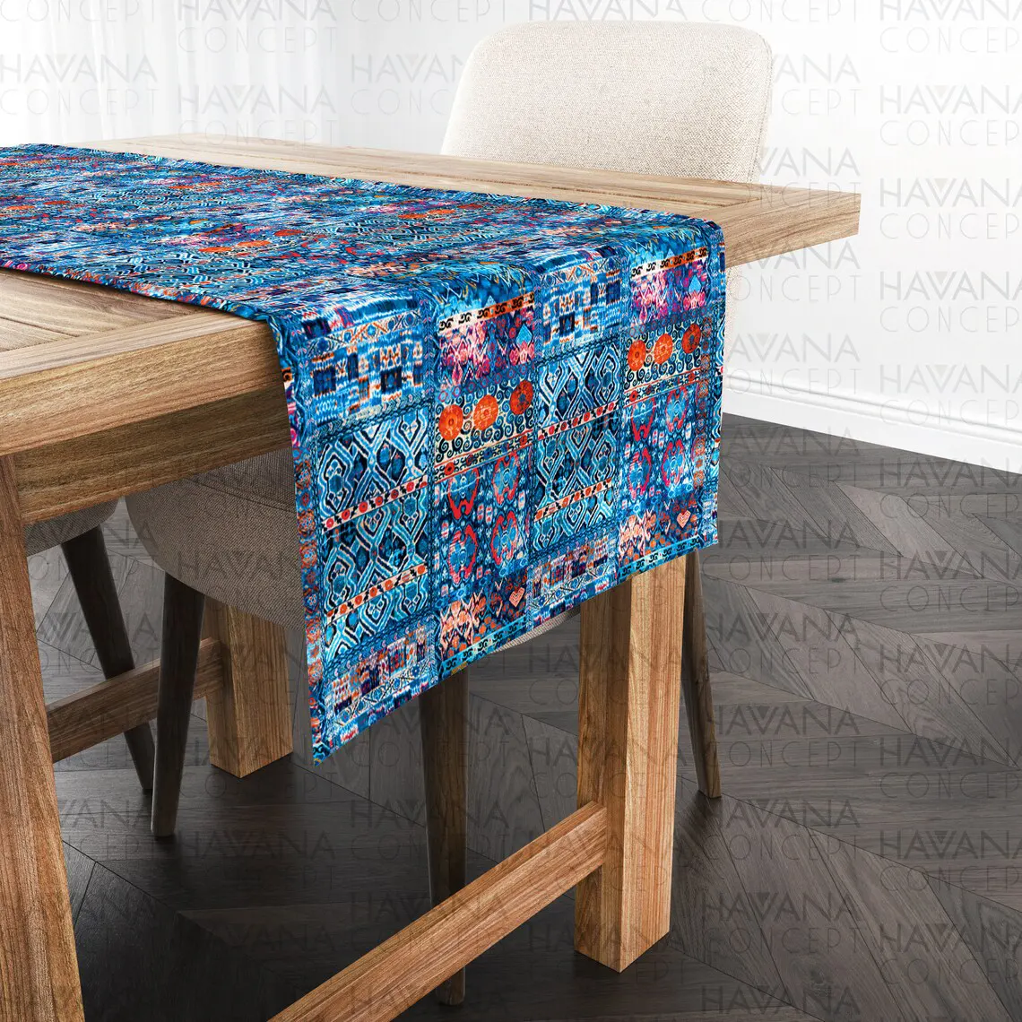 Blue Bohemian Kilim Table Runner