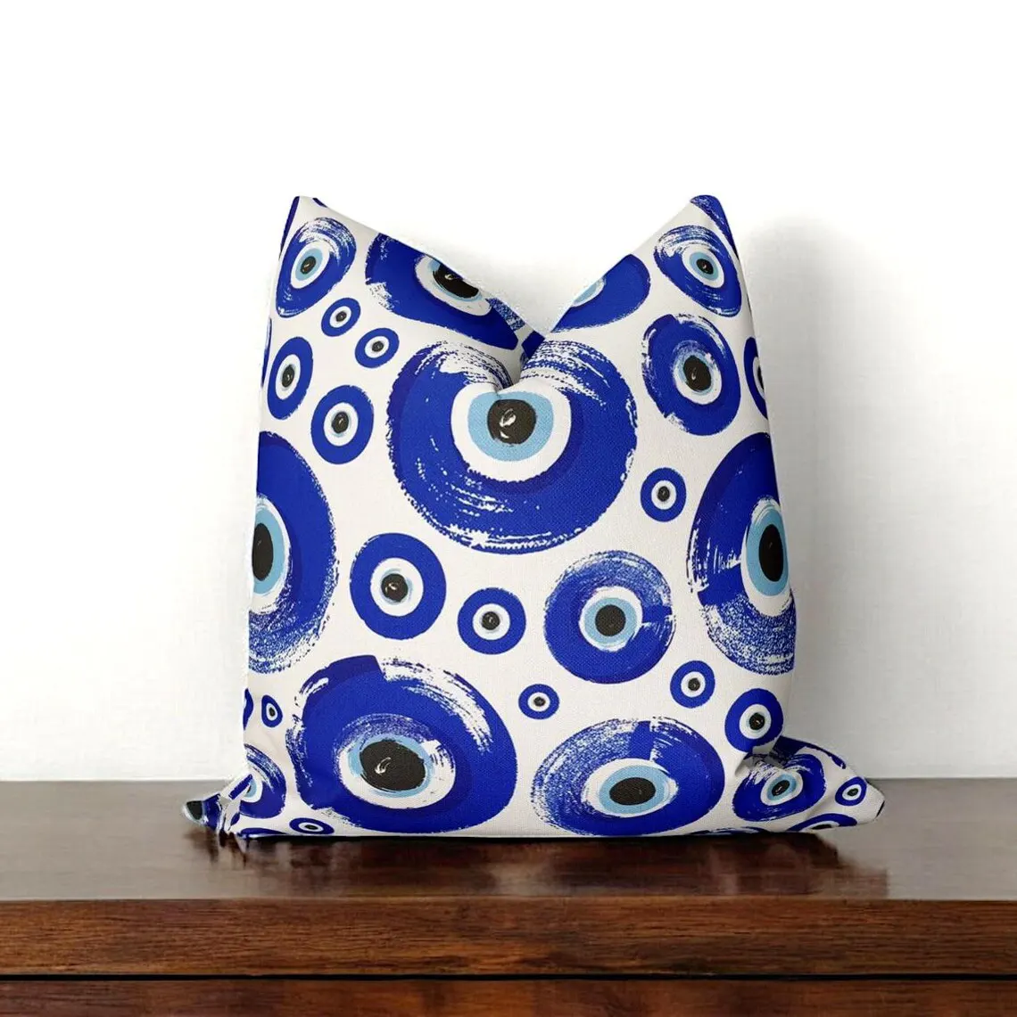 Blue Evil Eye Pillow Cover