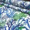 Blue Green Coral Print Fabric