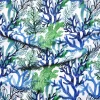 Blue Green Coral Print Fabric