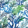 Blue Green Coral Print Fabric