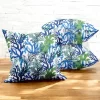 Blue Green Coral Print Pillow Cover
