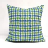 Blue Green Houndstooth Pillow Cover