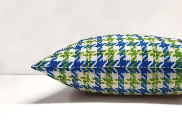 Blue Green Houndstooth Pillow Cover
