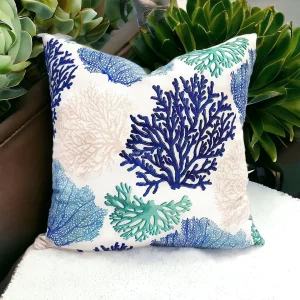 Blue Nautical Coral Reef Pillow Cover