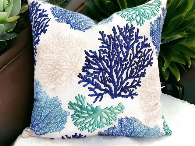 Blue Nautical Coral Reef Pillow Cover