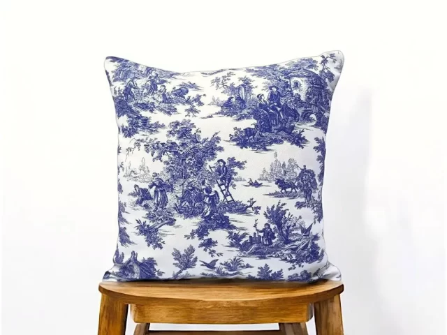 Blue Toile de Jouy Pillow Cover