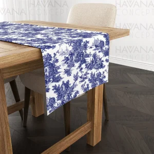 Blue Toile de Jouy Runner da tavola