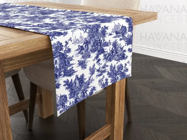 Blue Toile de Jouy Table Runner