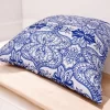 Blue Tribal Floral Print Pillow Cover