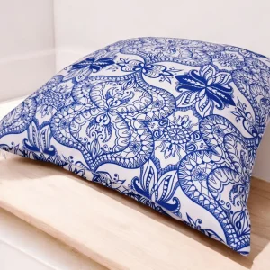 Blue Tribal Floral Print Pillow Cover