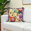 Boho Watercolor Floral Pillow Cover
