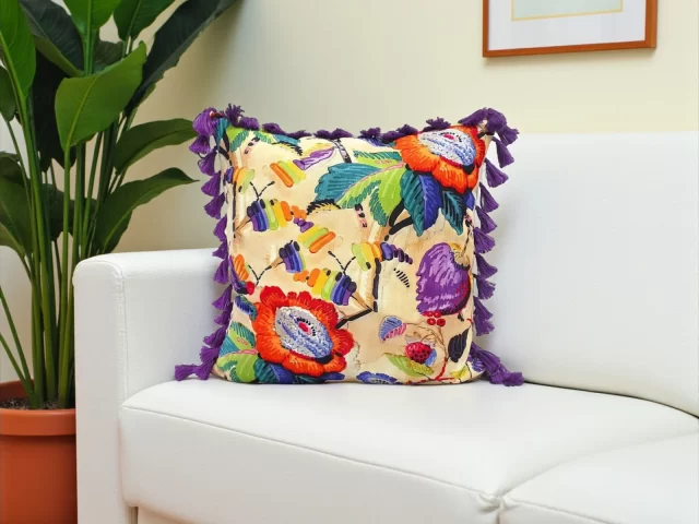 Boho Watercolor Floral Pillow Cover