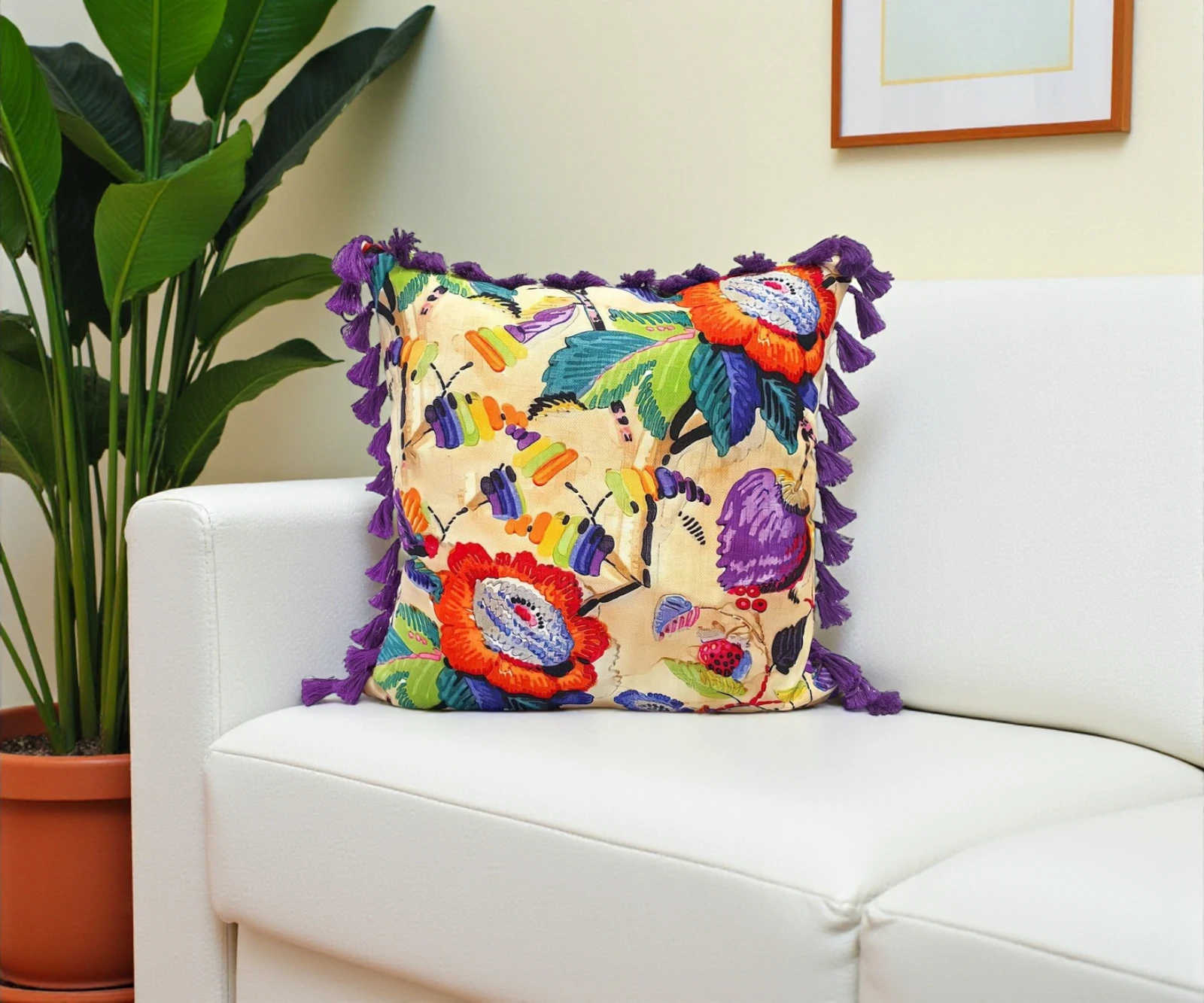 Boho Watercolor Floral Pillow Cover