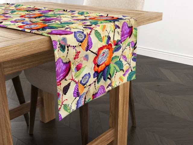 Boho Watercolor Floral Table Runner