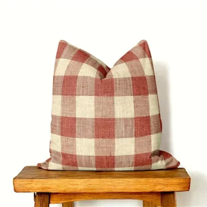 Brick Red Gingham Pillow Cover