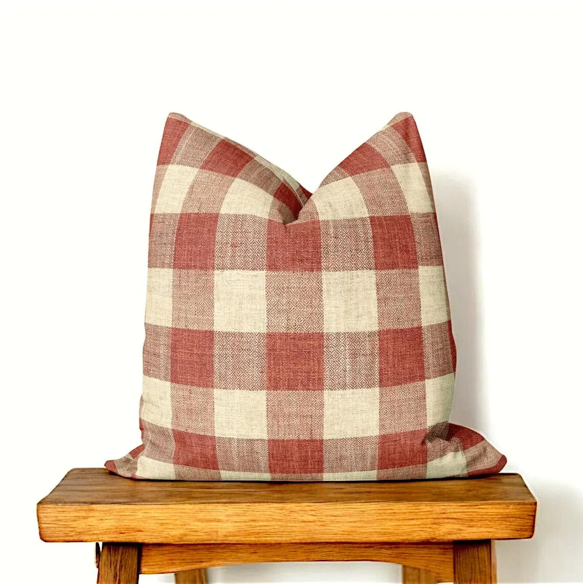 Brick Red Gingham Pillow Cover