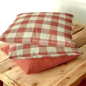 Brick Red Gingham Pillow Cover