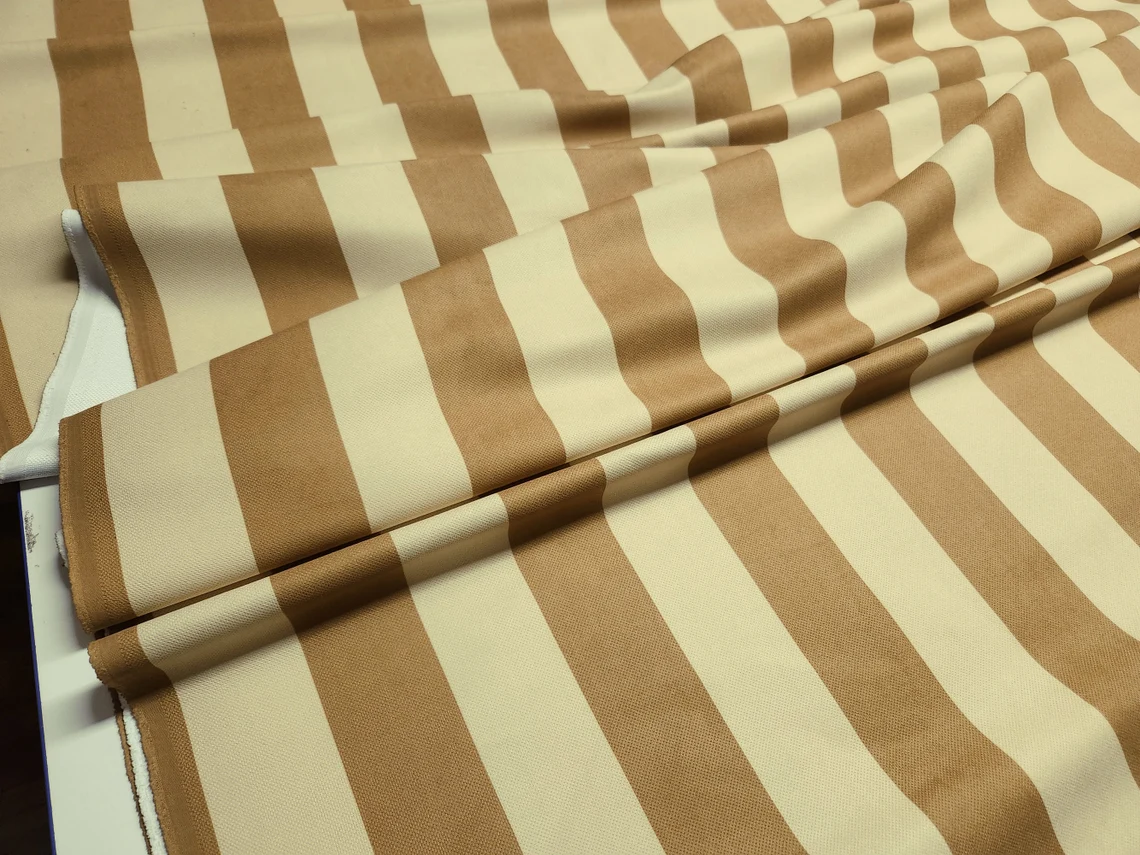 Caramel Beige Stripe Fabric
