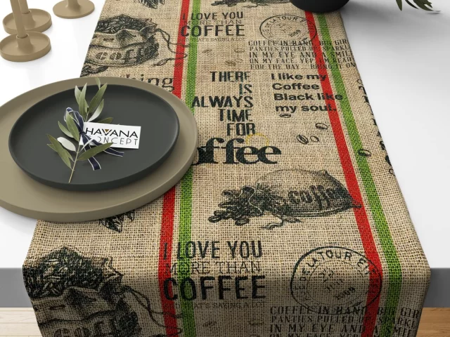Coffee Sack Print Table Runner