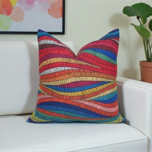 Colorful Geometric Waves Pillow Cover