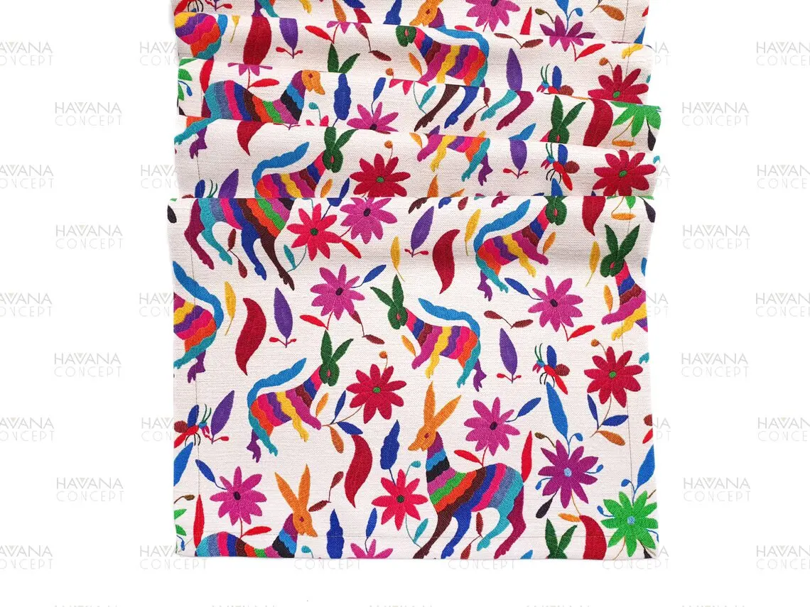 Colorful Mexican Otomi Table Runner