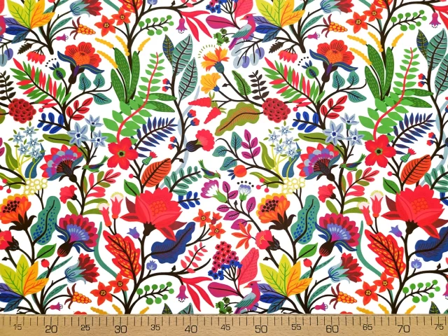 Colorful Vibrant Polish Floral Fabric